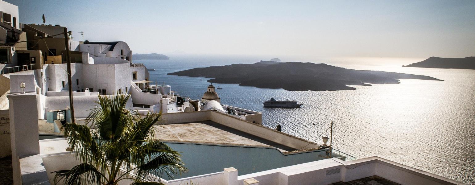 Santorini caldera view during a day trip from Crete